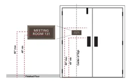 Illustration of the mounting location for a sign with braille installed on an inactive (locked) leaf of a double-door. Click to zoom.